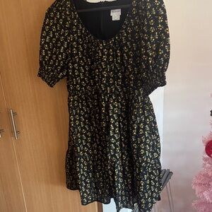 Free People (nuuly) Black Dress with Yellow Accents medium